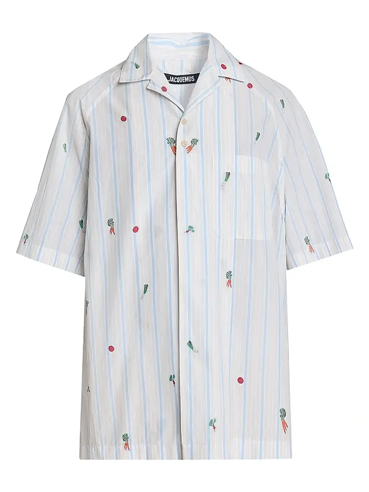 Jacquemus Men's La Chemise Striped-Cotton Short-Sleeve Shirt