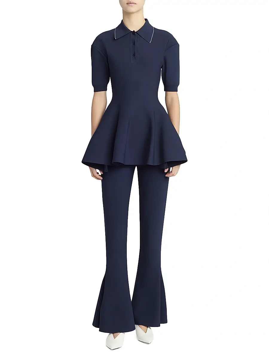Stella McCartney Women's Compact Knit Peplum-Cuff Trousers | Thumbnail 3 Stella McCartney Women's Compact Knit Peplum-Cuff Trousers | Thumbnail 3