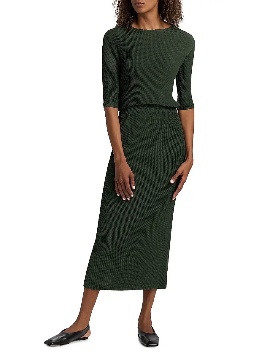Issey Miyake Women's Rhombus Pleats Midi-Skirt - Dark Green | Thumbnail 2 Issey Miyake Women's Rhombus Pleats Midi-Skirt - Dark Green | Thumbnail 2