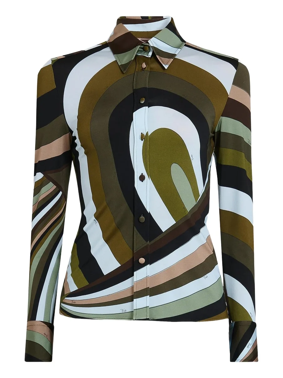 PUCCI Women's L'Alba Camicia Abstract-Print Jersey Satin Shirt