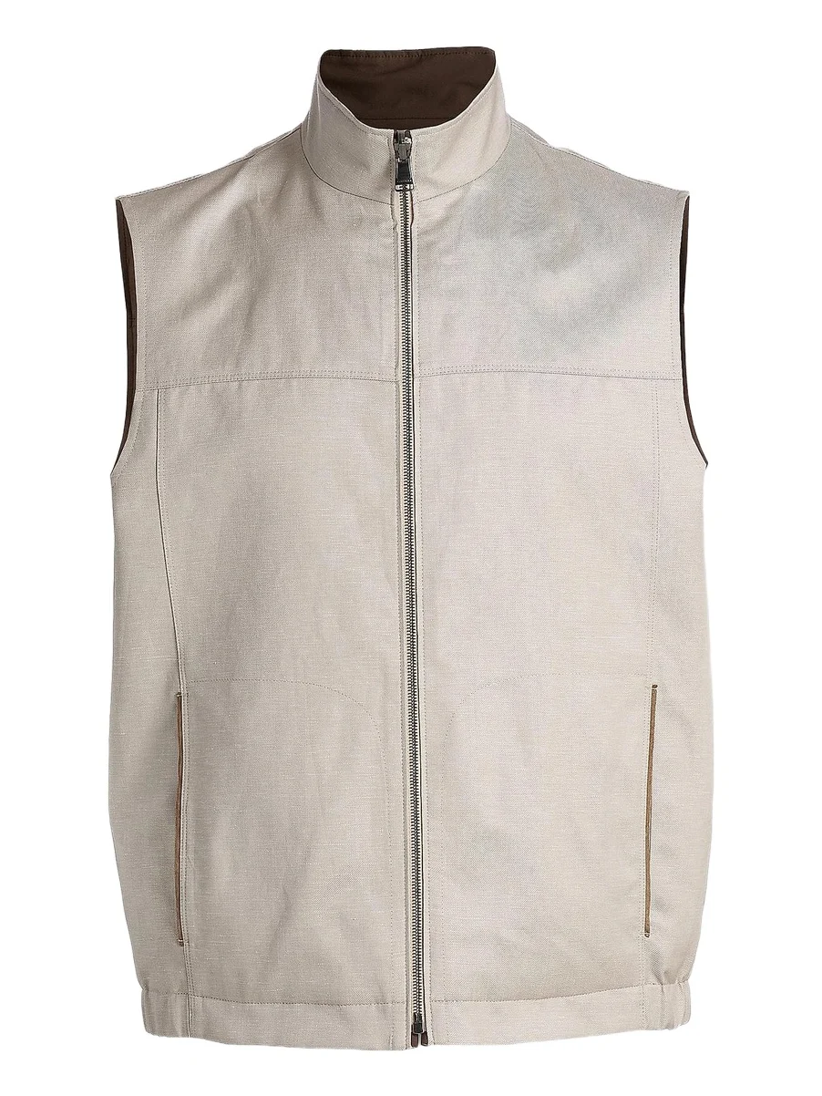 Men's Reversible Wool-Linen Zip-Front Vest