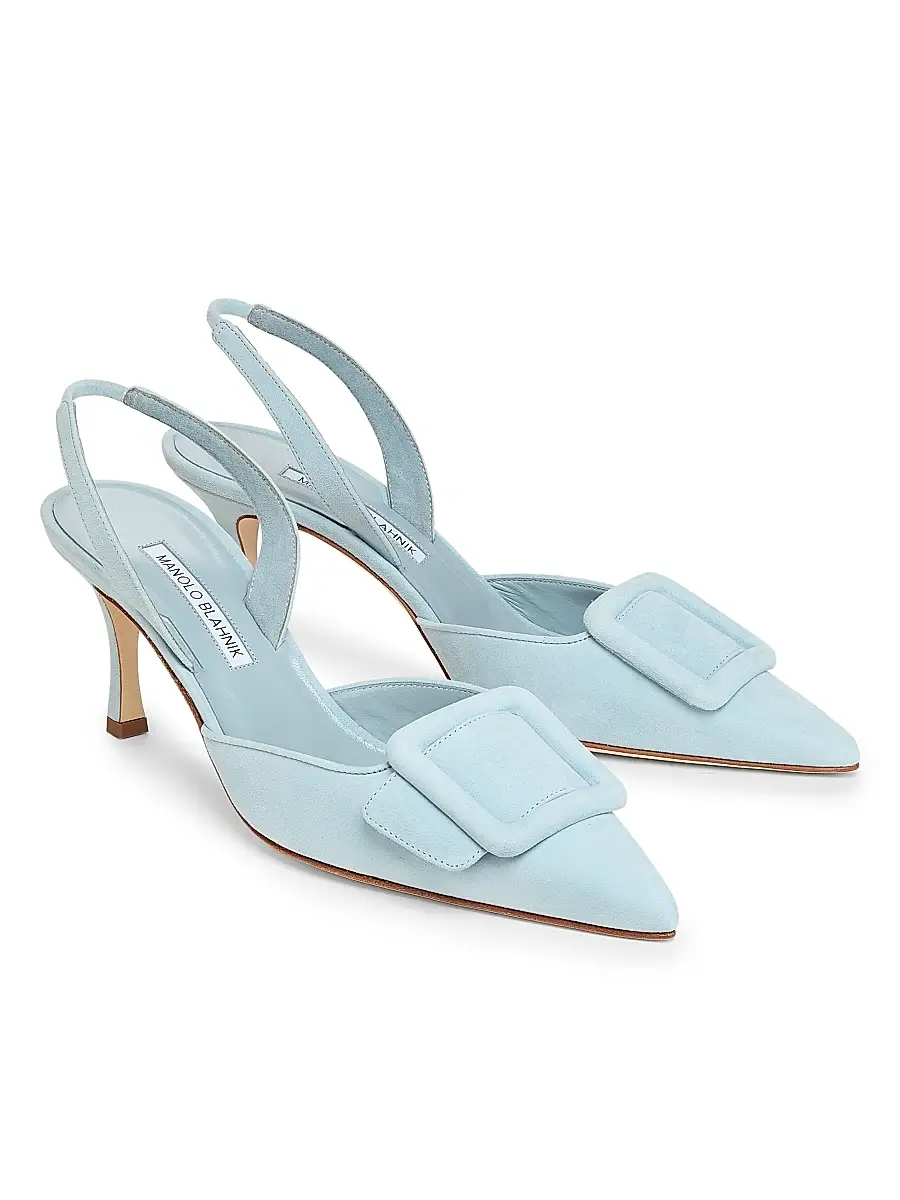 Manolo Blahnik Women's Maysli 70MM Suede Slingback Pumps | Thumbnail 2