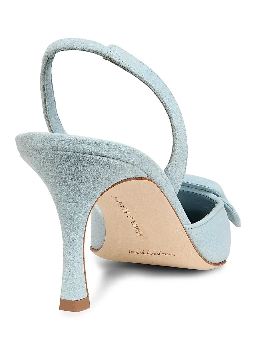 Manolo Blahnik Women's Maysli 70MM Suede Slingback Pumps | Thumbnail 3