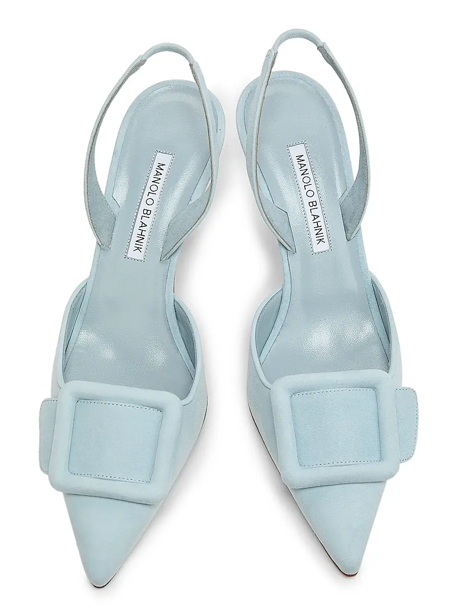 Manolo Blahnik Women's Maysli 70MM Suede Slingback Pumps | Thumbnail 4