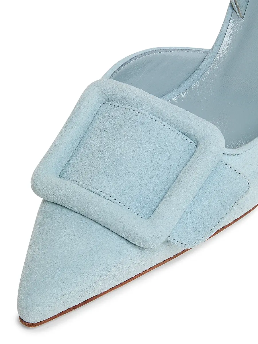 Manolo Blahnik Women's Maysli 70MM Suede Slingback Pumps | Thumbnail 6