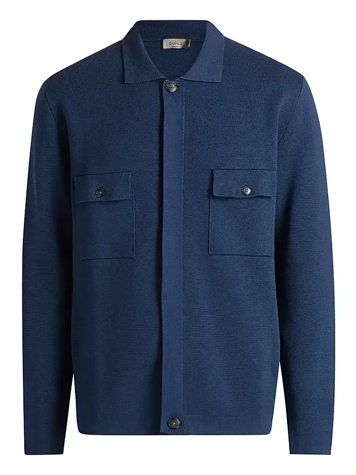 Canali Men's Chest Pocket Knit Overshirt
