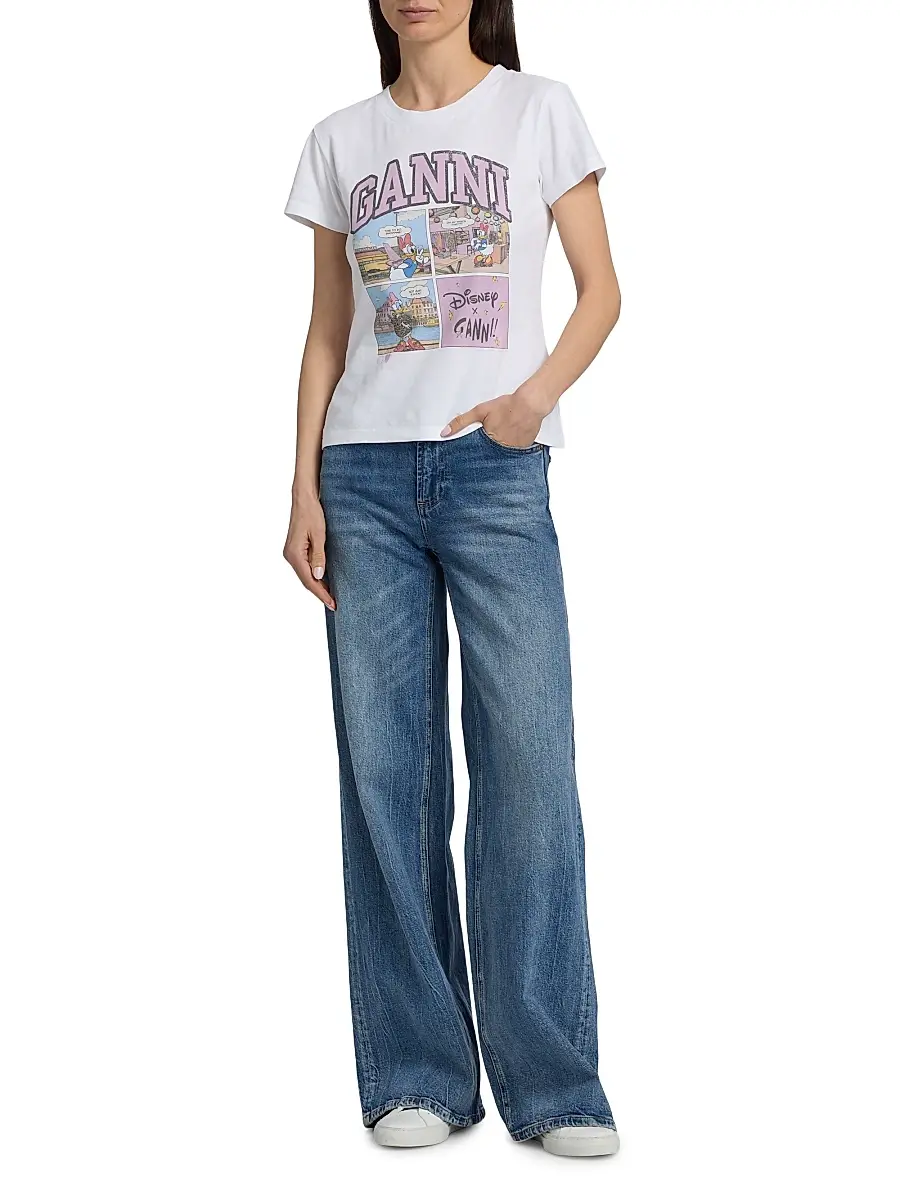 Ganni Women's Cartoon Cotton Jersey T-Shirt | Thumbnail 2 Ganni Women's Cartoon Cotton Jersey T-Shirt | Thumbnail 2