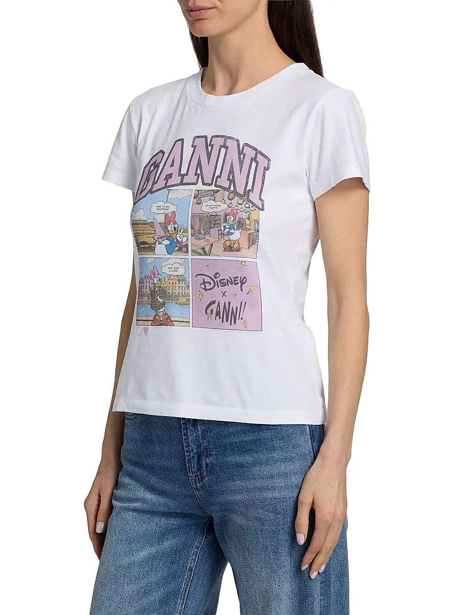 Ganni Women's Cartoon Cotton Jersey T-Shirt | Thumbnail 4 Ganni Women's Cartoon Cotton Jersey T-Shirt | Thumbnail 4