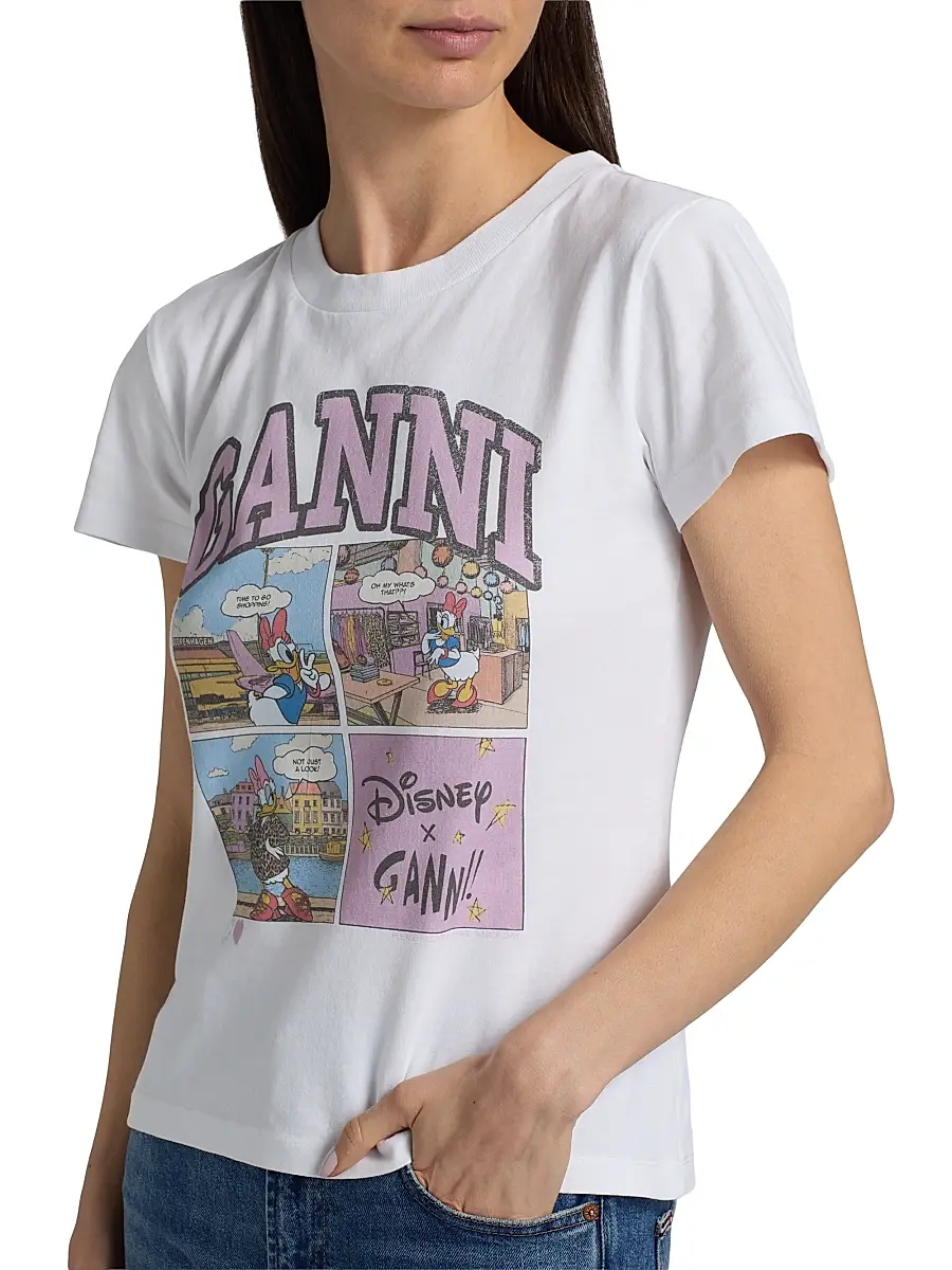 Ganni Women's Cartoon Cotton Jersey T-Shirt | Thumbnail 6 Ganni Women's Cartoon Cotton Jersey T-Shirt | Thumbnail 6