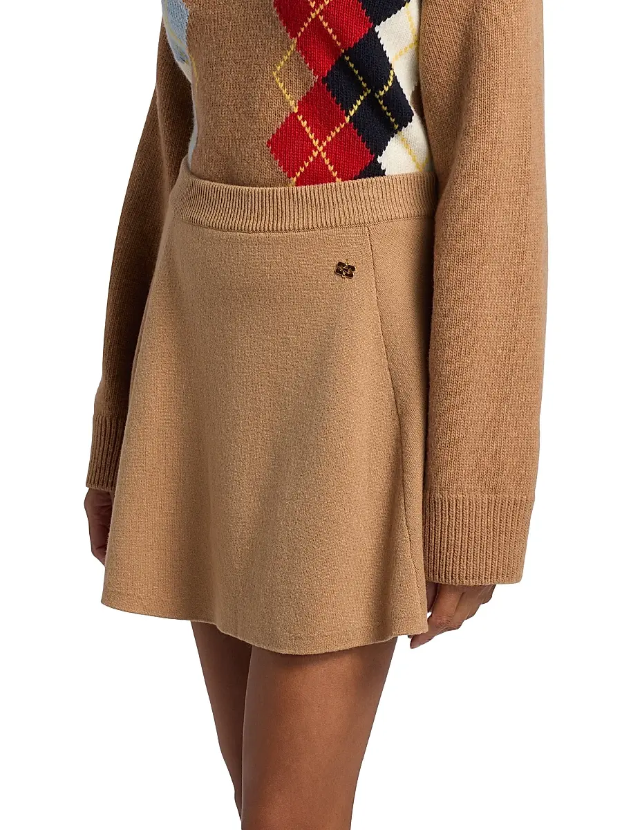 Ganni Women's Cashmere-Wool A-Line Miniskirt | Thumbnail 4 Ganni Women's Cashmere-Wool A-Line Miniskirt | Thumbnail 4