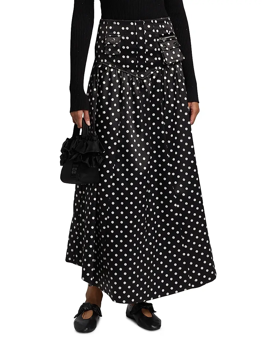 Ganni Women's Printed Double Satin Corset A-Line Maxi Skirt | Thumbnail 3 Ganni Women's Printed Double Satin Corset A-Line Maxi Skirt | Thumbnail 3