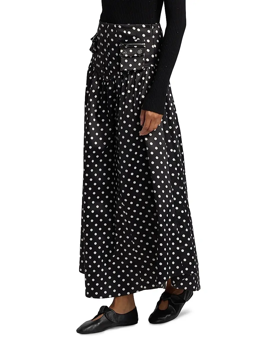 Ganni Women's Printed Double Satin Corset A-Line Maxi Skirt | Thumbnail 4 Ganni Women's Printed Double Satin Corset A-Line Maxi Skirt | Thumbnail 4