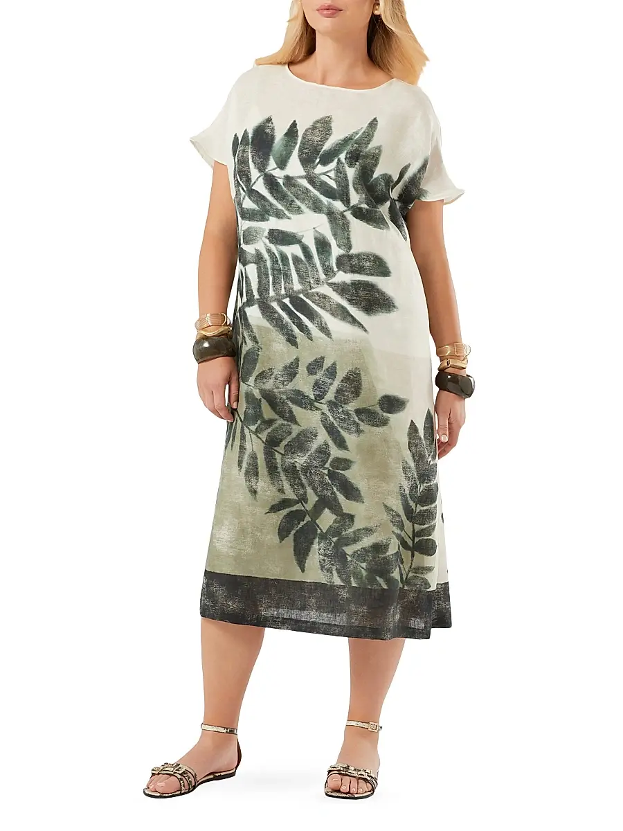 Marina Rinaldi Women's Linen Canvas Dress | Thumbnail 2 Marina Rinaldi Women's Linen Canvas Dress | Thumbnail 2
