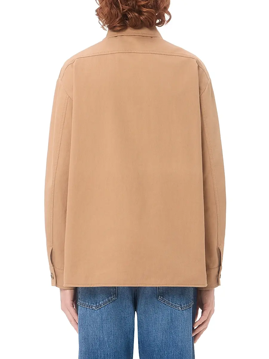 Valentino Men's Cotton Gabardine Shirt Jacket with VLogo - Camel | Thumbnail 4 Valentino Men's Cotton Gabardine Shirt Jacket with VLogo - Camel | Thumbnail 4