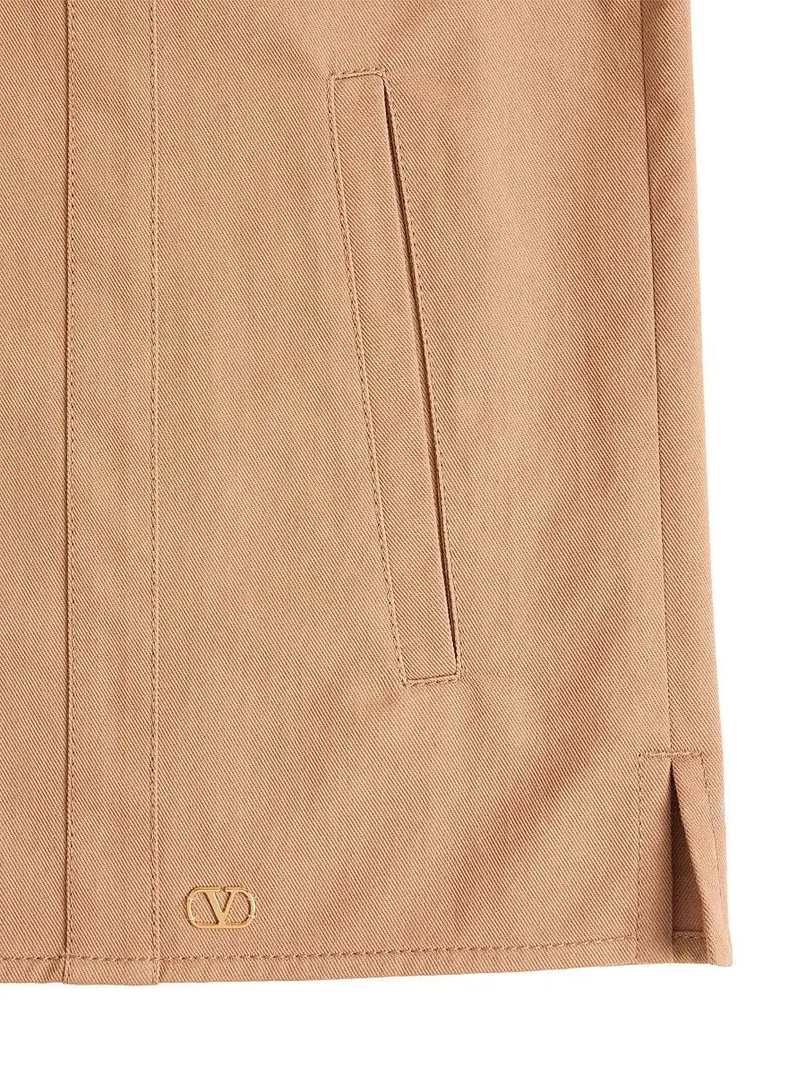 Valentino Men's Cotton Gabardine Shirt Jacket with VLogo - Camel | Thumbnail 6 Valentino Men's Cotton Gabardine Shirt Jacket with VLogo - Camel | Thumbnail 6