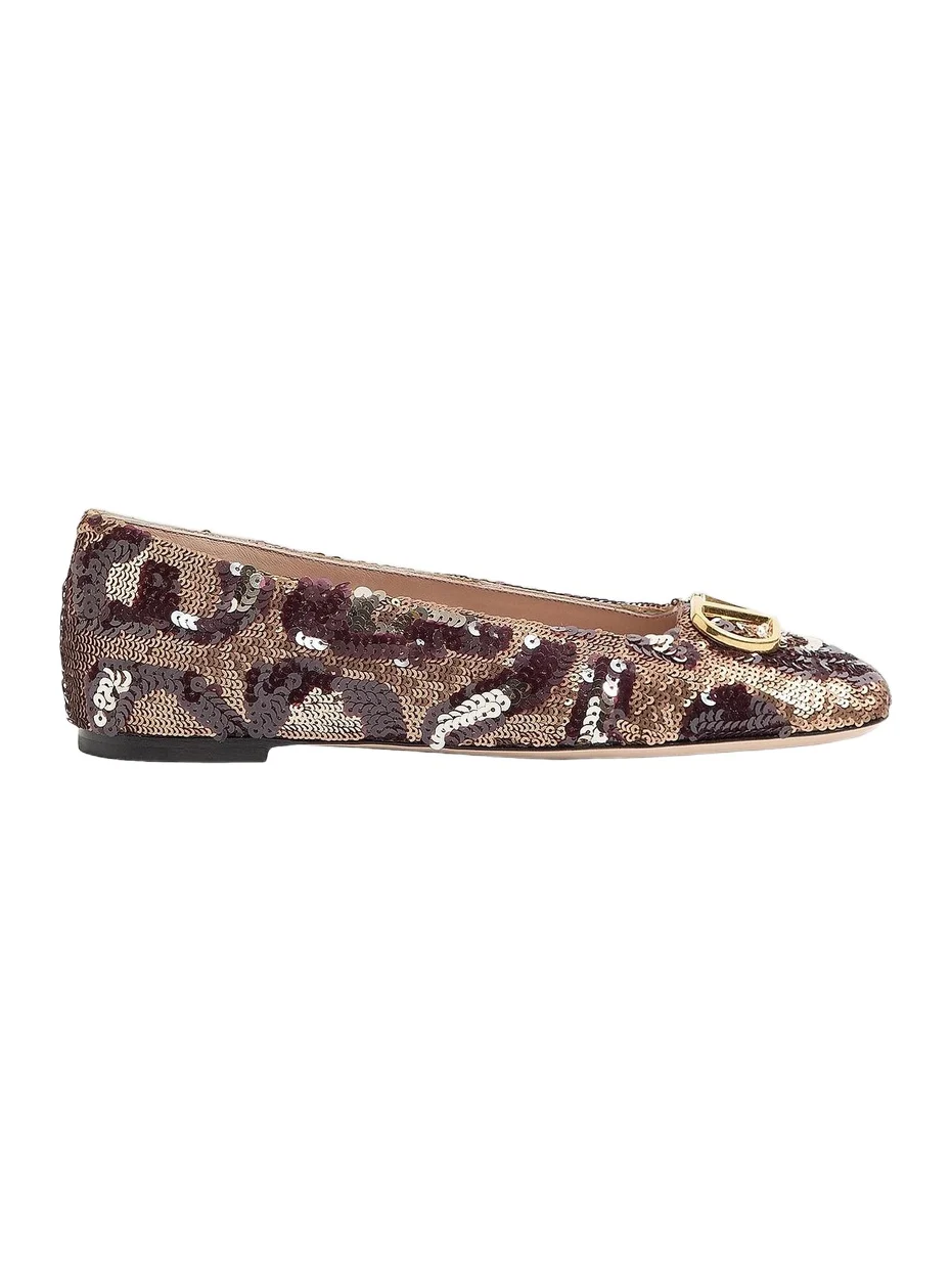 Valentino Women's VLogo Signature Ballerinas with Animalier Embroidery - Brown Multi
