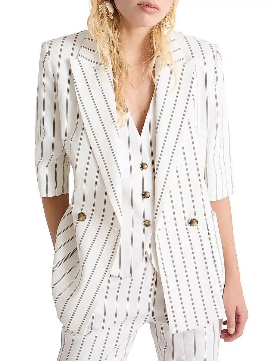 Marella Women's Straight Linen Blazer - White | Thumbnail 2