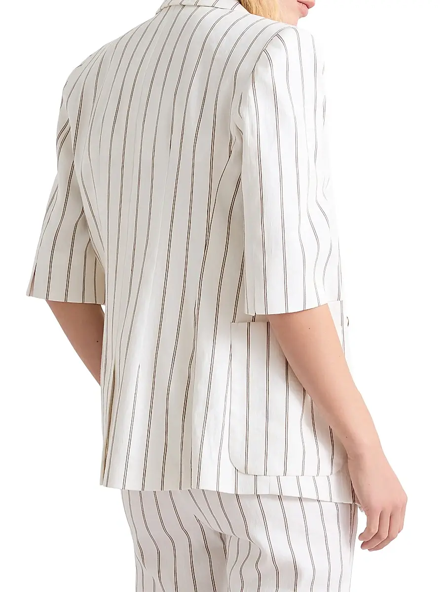 Marella Women's Straight Linen Blazer - White | Thumbnail 3