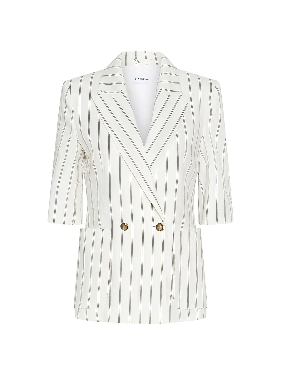Marella Women's Straight Linen Blazer - White | Image 1 Marella Women's Straight Linen Blazer - White | Image 1