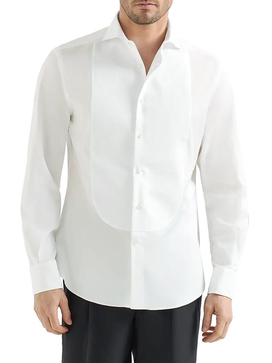 Brunello Cucinelli Men's Sea Island Cotton Twill Basic Fit Shirt | Thumbnail 2