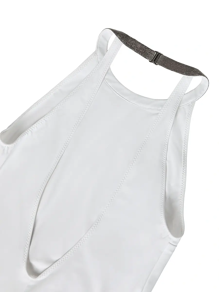 Brunello Cucinelli Women's Techno Jersey Bathing Suit with Precious Collar | Thumbnail 5