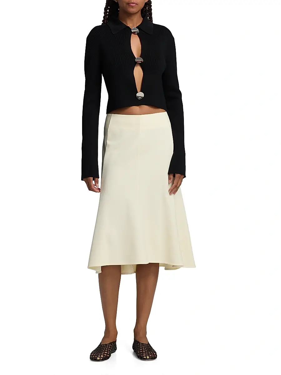 Jil Sander Women's Merino Wool Polo Cardigan | Thumbnail 2 Jil Sander Women's Merino Wool Polo Cardigan | Thumbnail 2