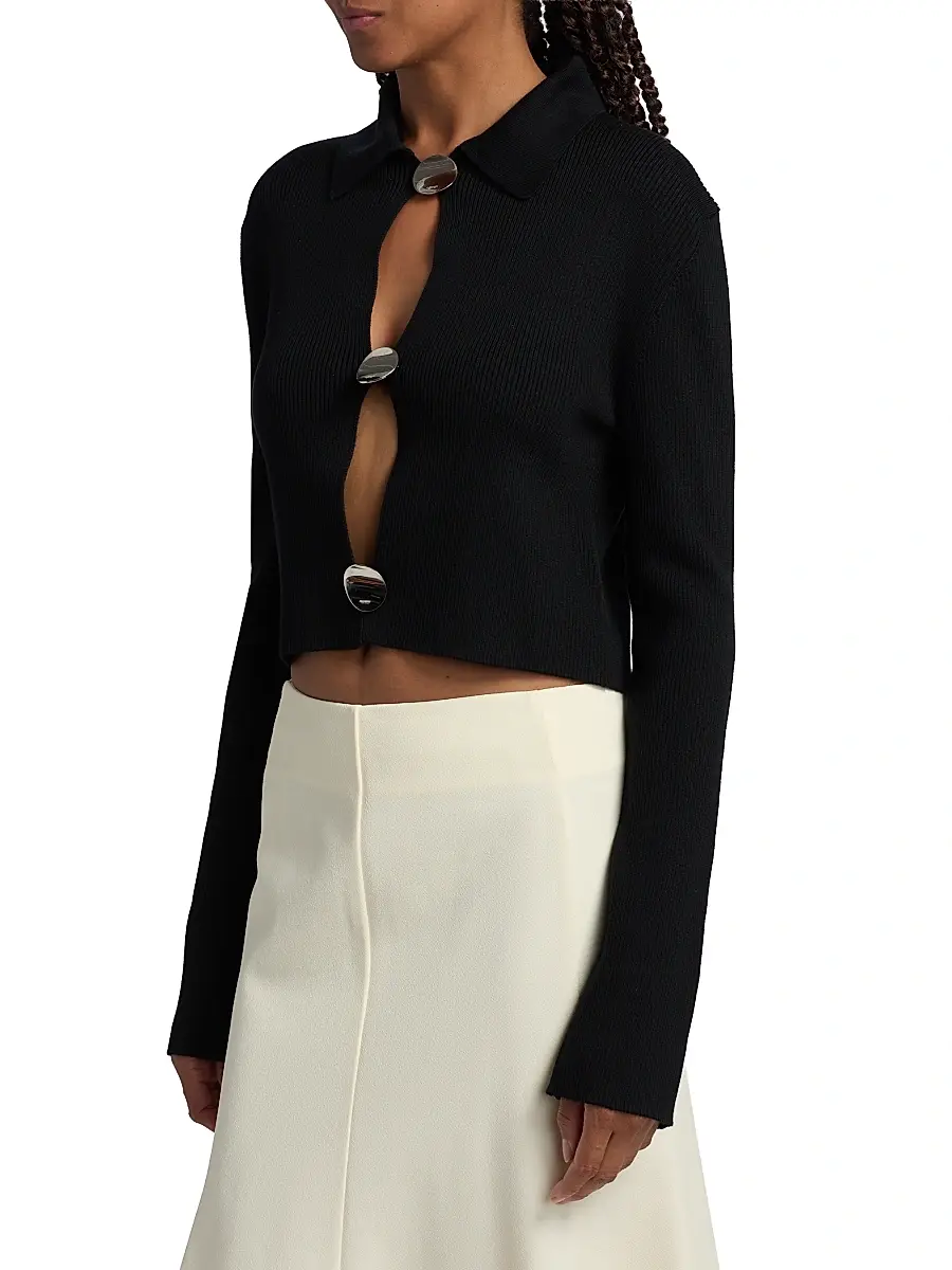 Jil Sander Women's Merino Wool Polo Cardigan | Thumbnail 4 Jil Sander Women's Merino Wool Polo Cardigan | Thumbnail 4