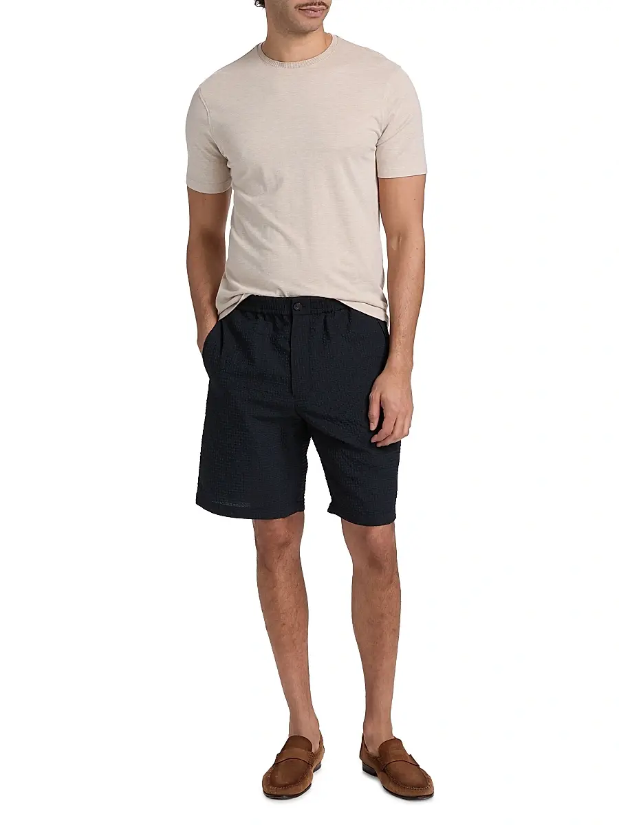 Emporio Armani Men's Textured Tech Seersucker Shorts | Thumbnail 2 Emporio Armani Men's Textured Tech Seersucker Shorts | Thumbnail 2