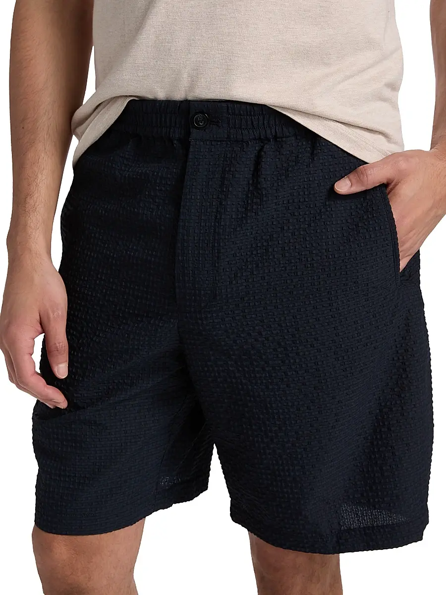 Emporio Armani Men's Textured Tech Seersucker Shorts | Thumbnail 6 Emporio Armani Men's Textured Tech Seersucker Shorts | Thumbnail 6