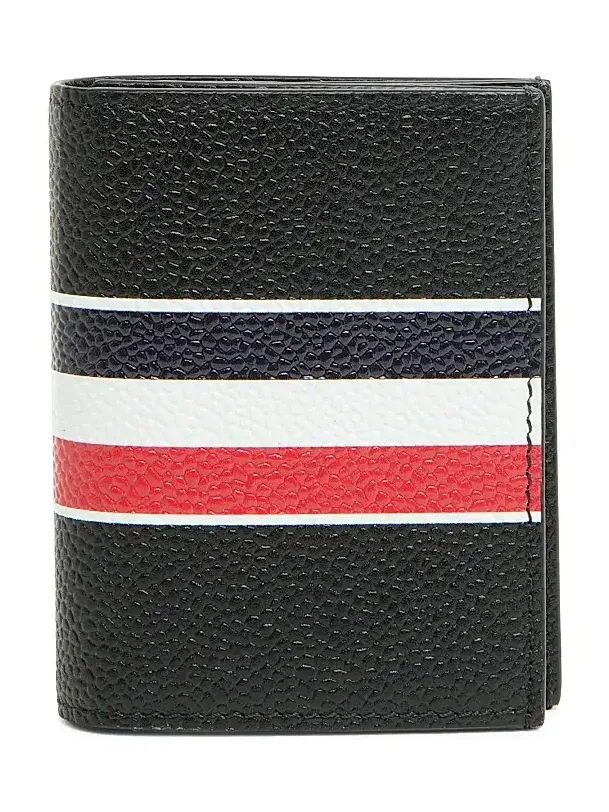 Men's Tricolor-Striped Leather Bifold Card Case Men's Tricolor-Striped Leather Bifold Card Case