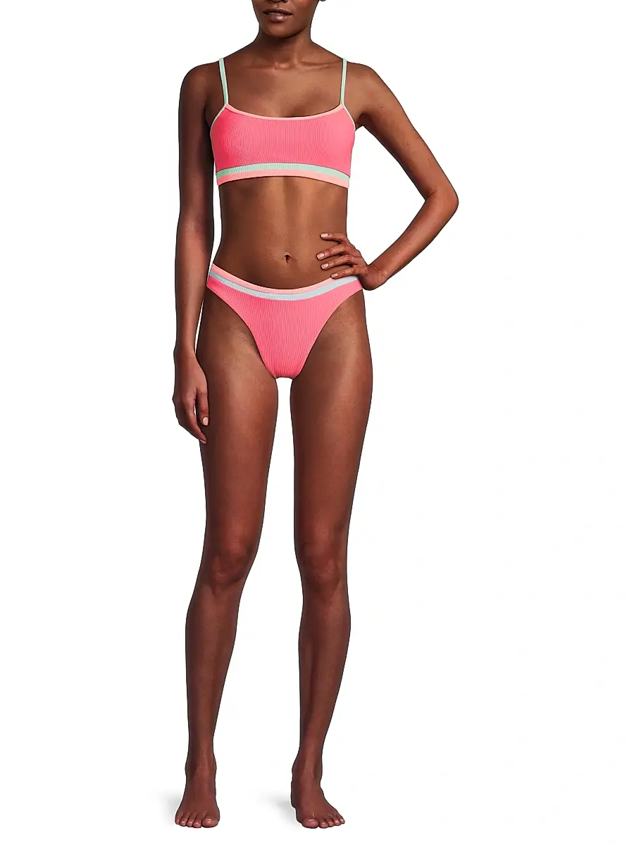 BEACH RIOT Women's Saffron Rib-Knit Bikini Bottom | Thumbnail 2