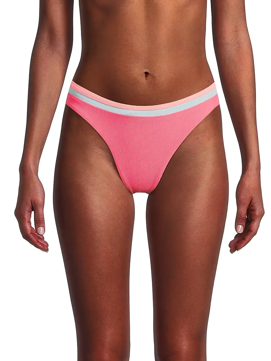BEACH RIOT Women's Saffron Rib-Knit Bikini Bottom | Thumbnail 3