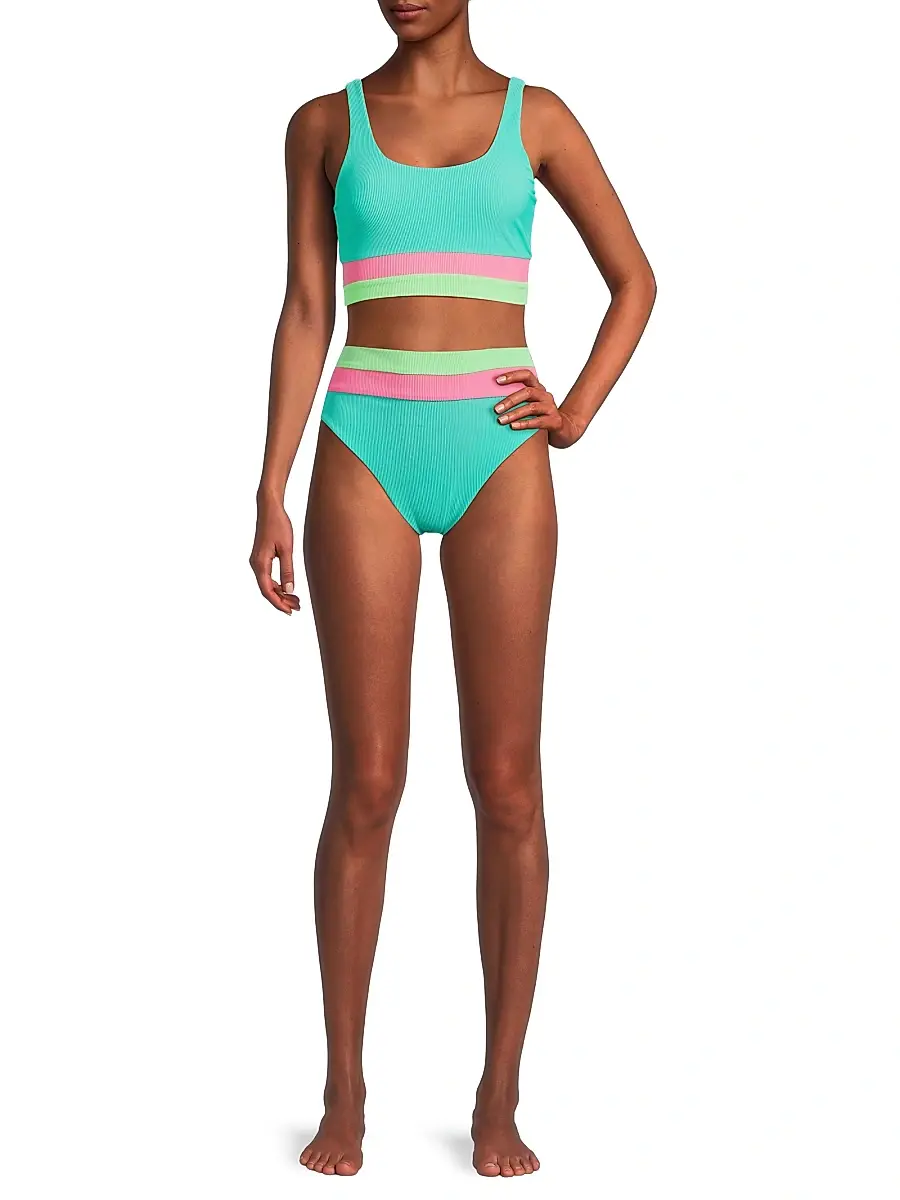 BEACH RIOT Women's Mackenzie Colorblocked Bikini Top | Thumbnail 2