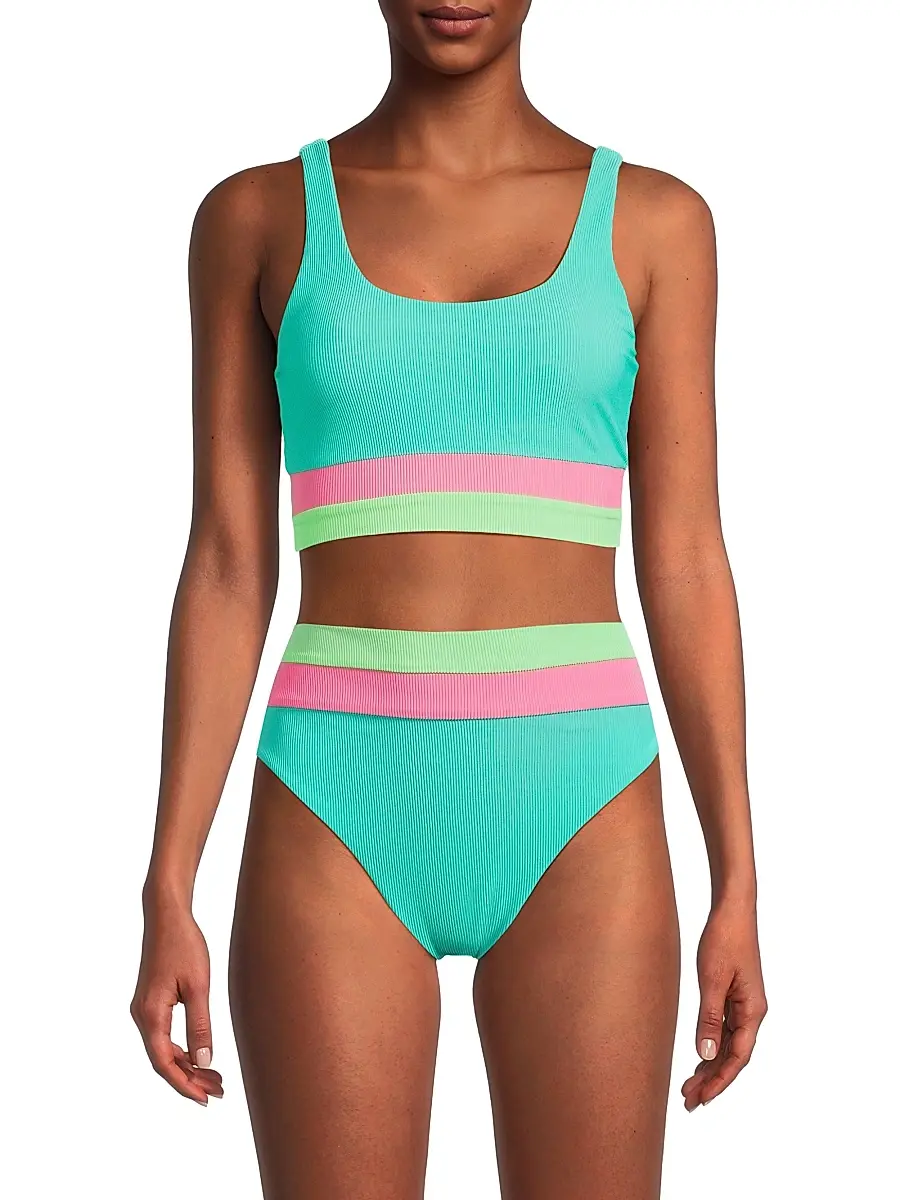 BEACH RIOT Women's Mackenzie Colorblocked Bikini Top | Thumbnail 3