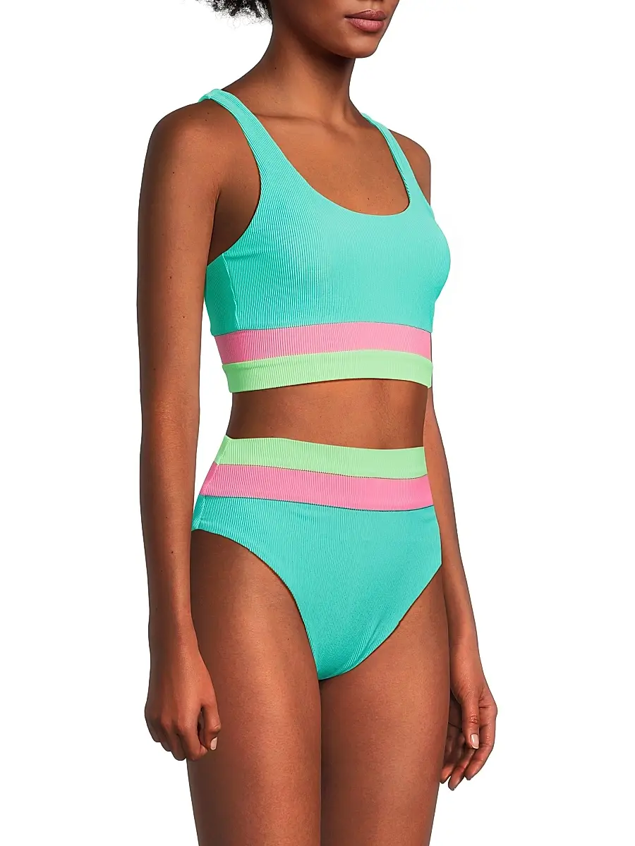 BEACH RIOT Women's Mackenzie Colorblocked Bikini Top | Thumbnail 4