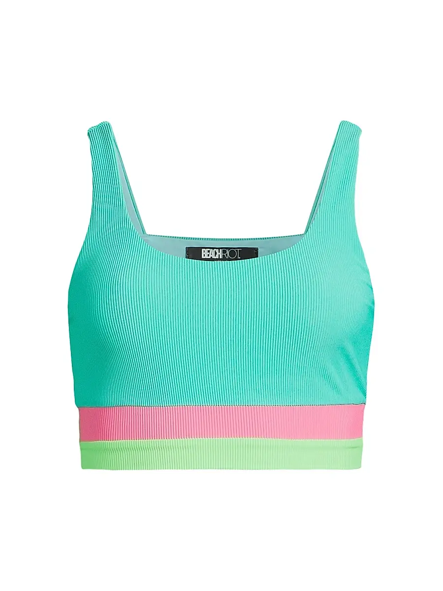 BEACH RIOT Women's Mackenzie Colorblocked Bikini Top - Strawberry Ice Colorblock - Size Large | Image 1 BEACH RIOT Women's Mackenzie Colorblocked Bikini Top - Strawberry Ice Colorblock - Size Large | Image 1