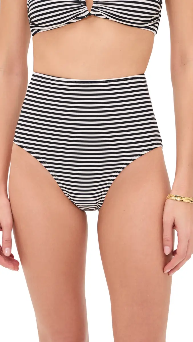 Nili Lotan Stripe High Waisted Bikini Bottoms Black/ Stripe | Thumbnail 6