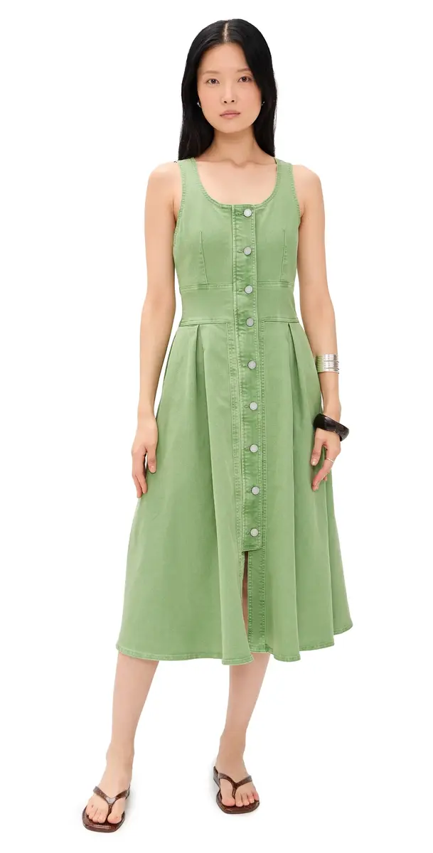 Hunter Bell Thompson Dress Leaf Green Denim | Image 1 Hunter Bell Thompson Dress Leaf Green Denim | Image 1