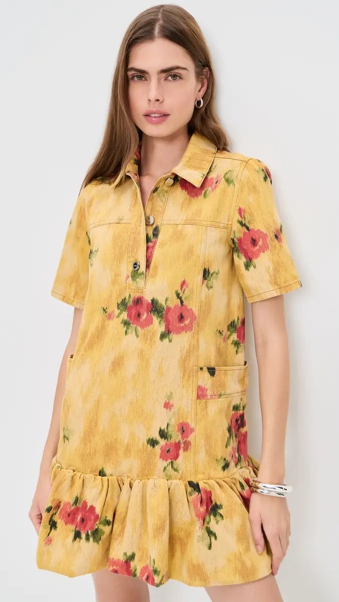 Ganni Print Peplum Mini Dress | Thumbnail 2