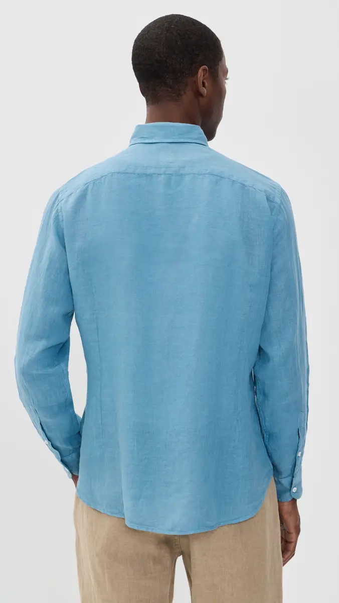 Fedeli Nick Linen Button Down Shirt Denim Blue | Thumbnail 3 Fedeli Nick Linen Button Down Shirt Denim Blue | Thumbnail 3