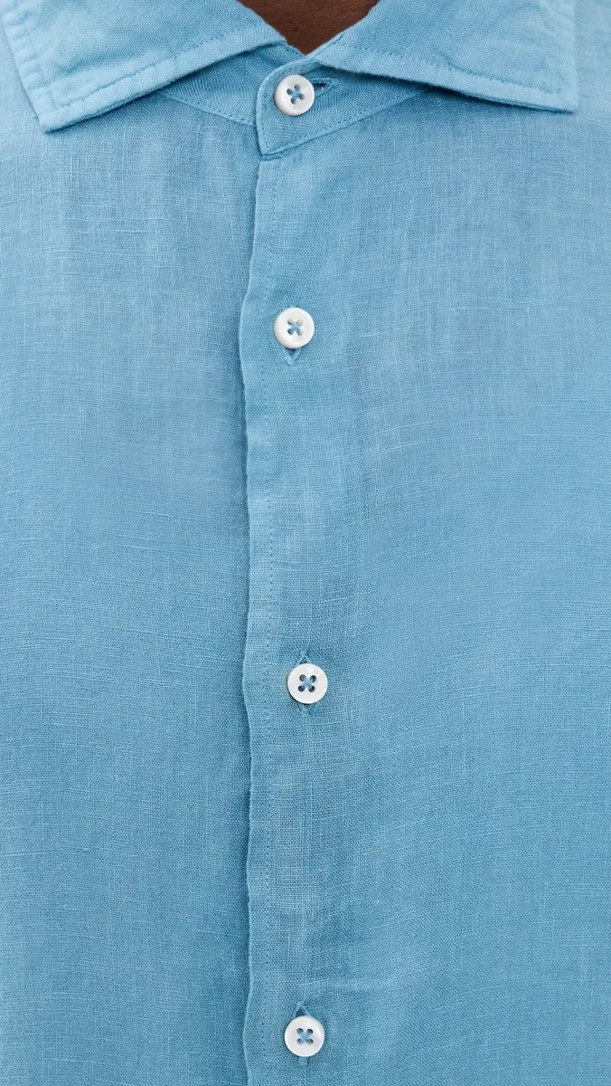 Fedeli Nick Linen Button Down Shirt Denim Blue | Thumbnail 6 Fedeli Nick Linen Button Down Shirt Denim Blue | Thumbnail 6