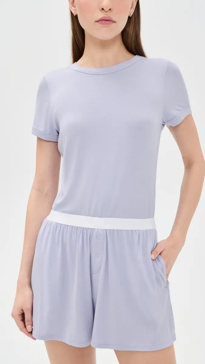 Lunya Soft Modal Rib Tee Shorts et Quiet Lilac | Thumbnail 2 Lunya Soft Modal Rib Tee Shorts et Quiet Lilac | Thumbnail 2