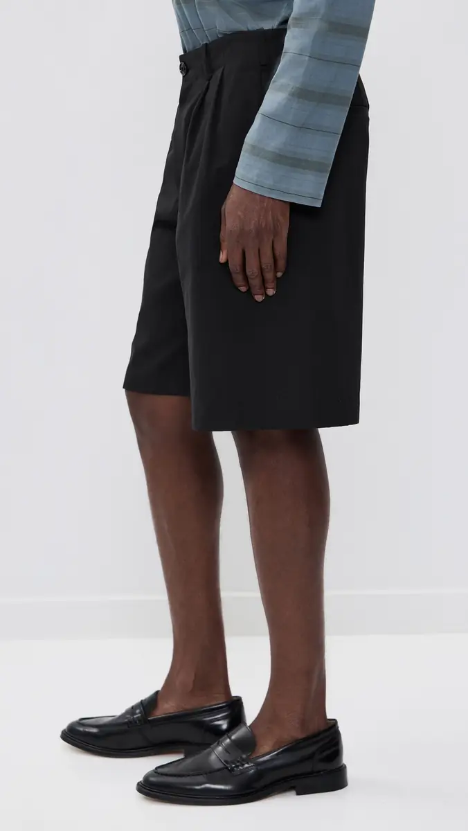 Our Legacy Pleated Shorts 11 Studio Black Micro Canvas | Thumbnail 4