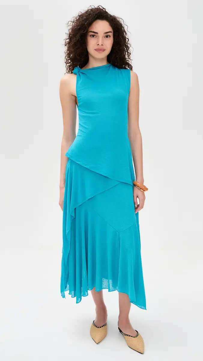 Ganni Marl Mesh Draped Knot Dress | Thumbnail 2 Ganni Marl Mesh Draped Knot Dress | Thumbnail 2