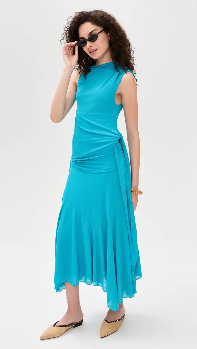 Ganni Marl Mesh Draped Knot Dress | Thumbnail 5 Ganni Marl Mesh Draped Knot Dress | Thumbnail 5