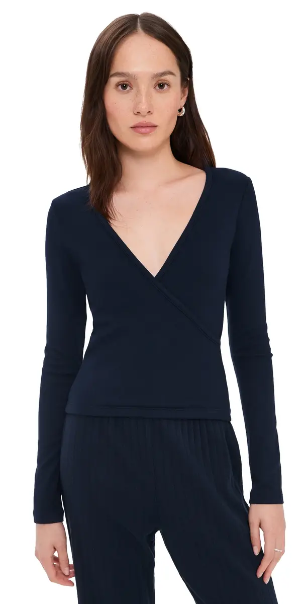 DONNI. The Baby Rib Crisscross Top Navy | Image 1 DONNI. The Baby Rib Crisscross Top Navy | Image 1