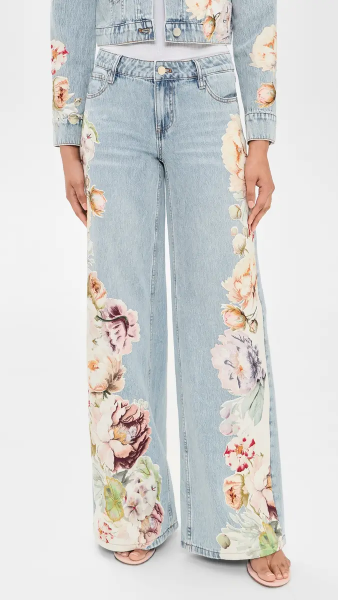 ALICE + OLIVIA Amazing Baggy Jeans Sierra Vintage/Multi | Thumbnail 3