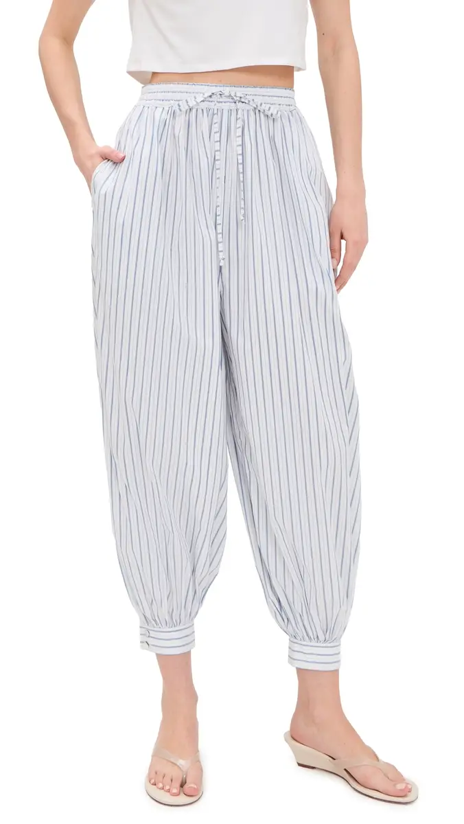 Cinq à Sept eo Stripe Verne Balloon Pants White/Cornflower | Image 1 Cinq à Sept eo Stripe Verne Balloon Pants White/Cornflower | Image 1