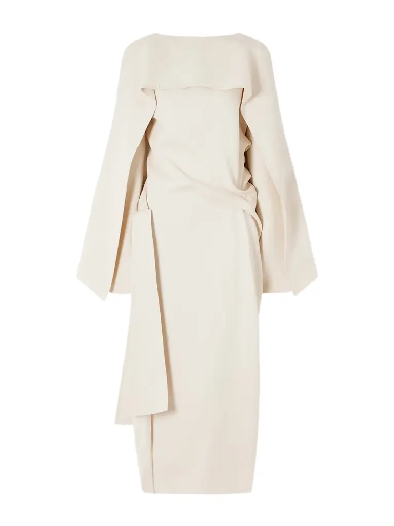 Khaite Yon Scarf-detailed Draped Satin-crepe Midi Dress | Image 1 Khaite Yon Scarf-detailed Draped Satin-crepe Midi Dress | Image 1