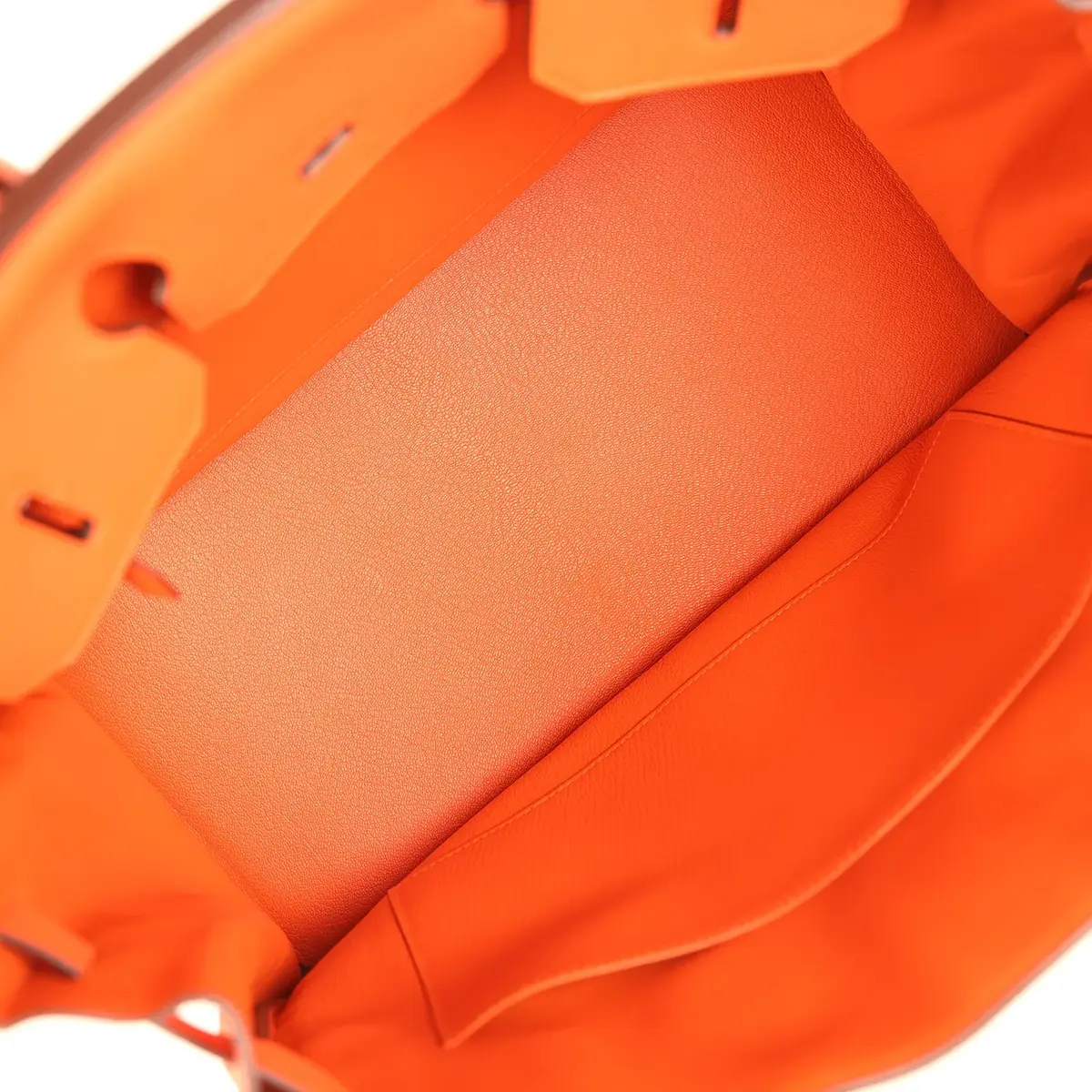 HERMÈS Pre-owned Hermes Birkin 35 Feu Clemence Palladium Hardware | Thumbnail 8 HERMÈS Pre-owned Hermes Birkin 35 Feu Clemence Palladium Hardware | Thumbnail 8